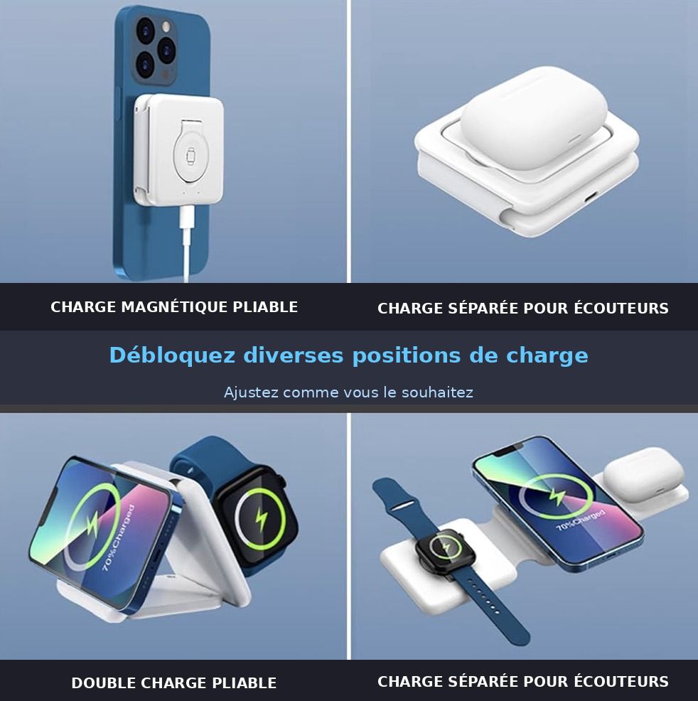 Chargeur Sans Fil 3-en-1 SENJAMM - Couleur noir livraison Dakar Sénégal