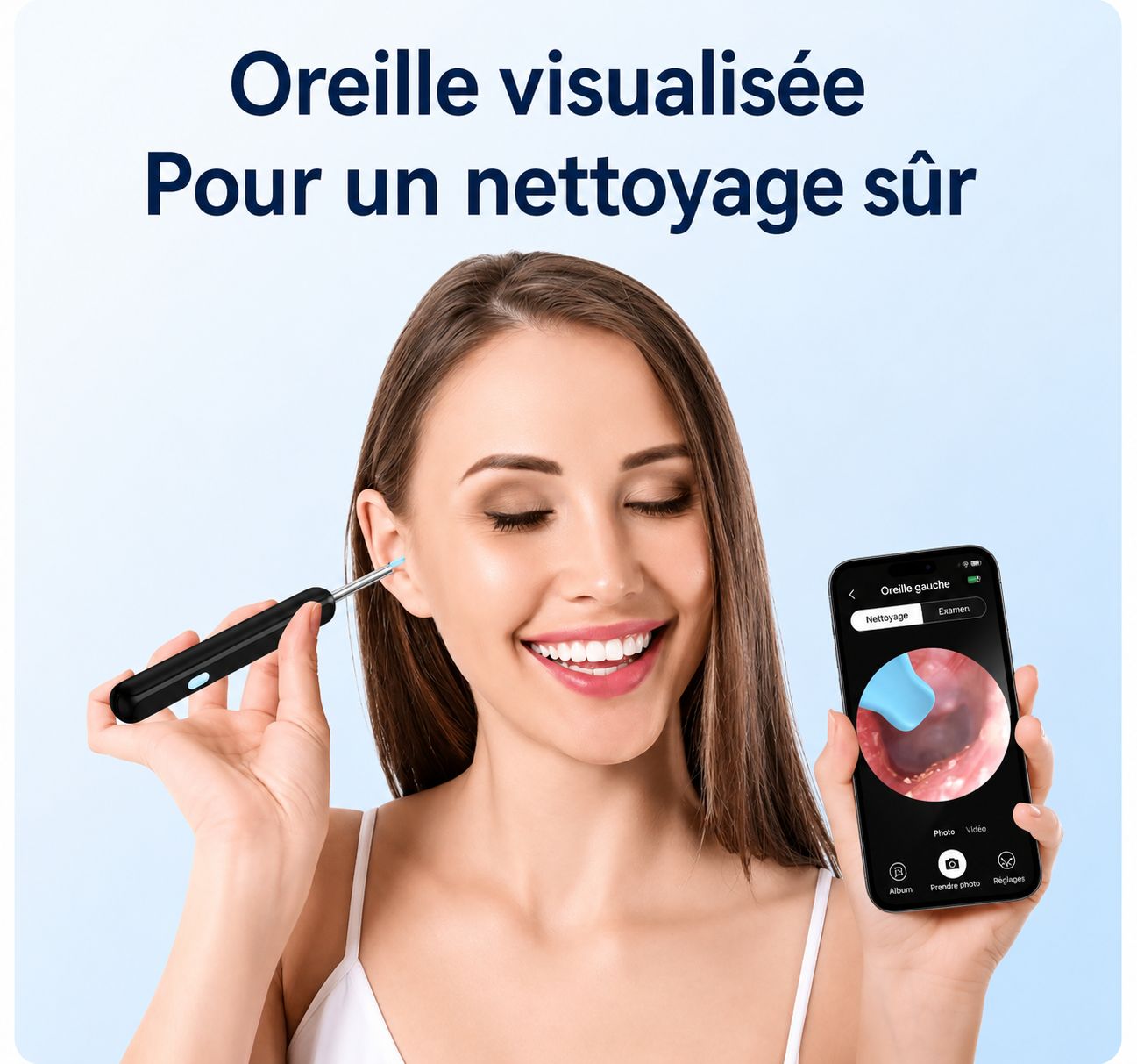 Otoscope Connecté Bluetooth SENJAMM - Caméra HD pour nettoyage oreille sécurisé