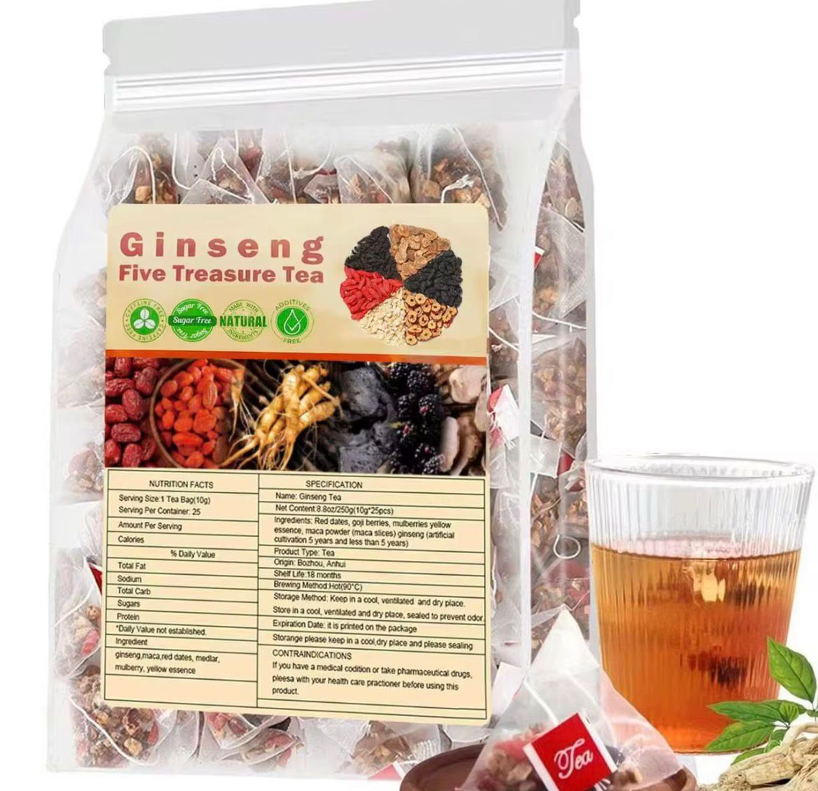 Thé Ginseng Five Treasure SENJAMM - Énergie vitalité et immunité naturelle