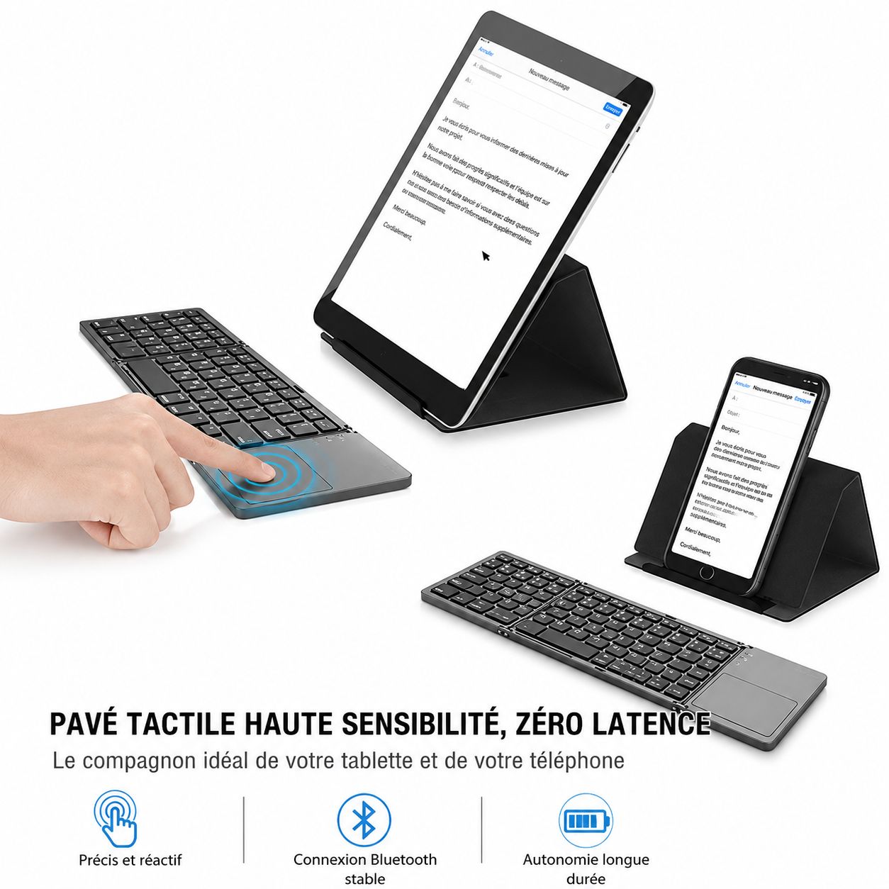 Clavier Bluetooth Pliable 3-en-1 avec Pavé Tactile ⚡ | SENJAMM