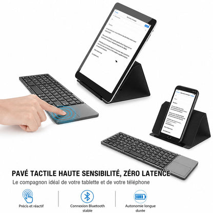 Clavier Bluetooth Pliable 3-en-1 avec Pavé Tactile ⚡ | SENJAMM